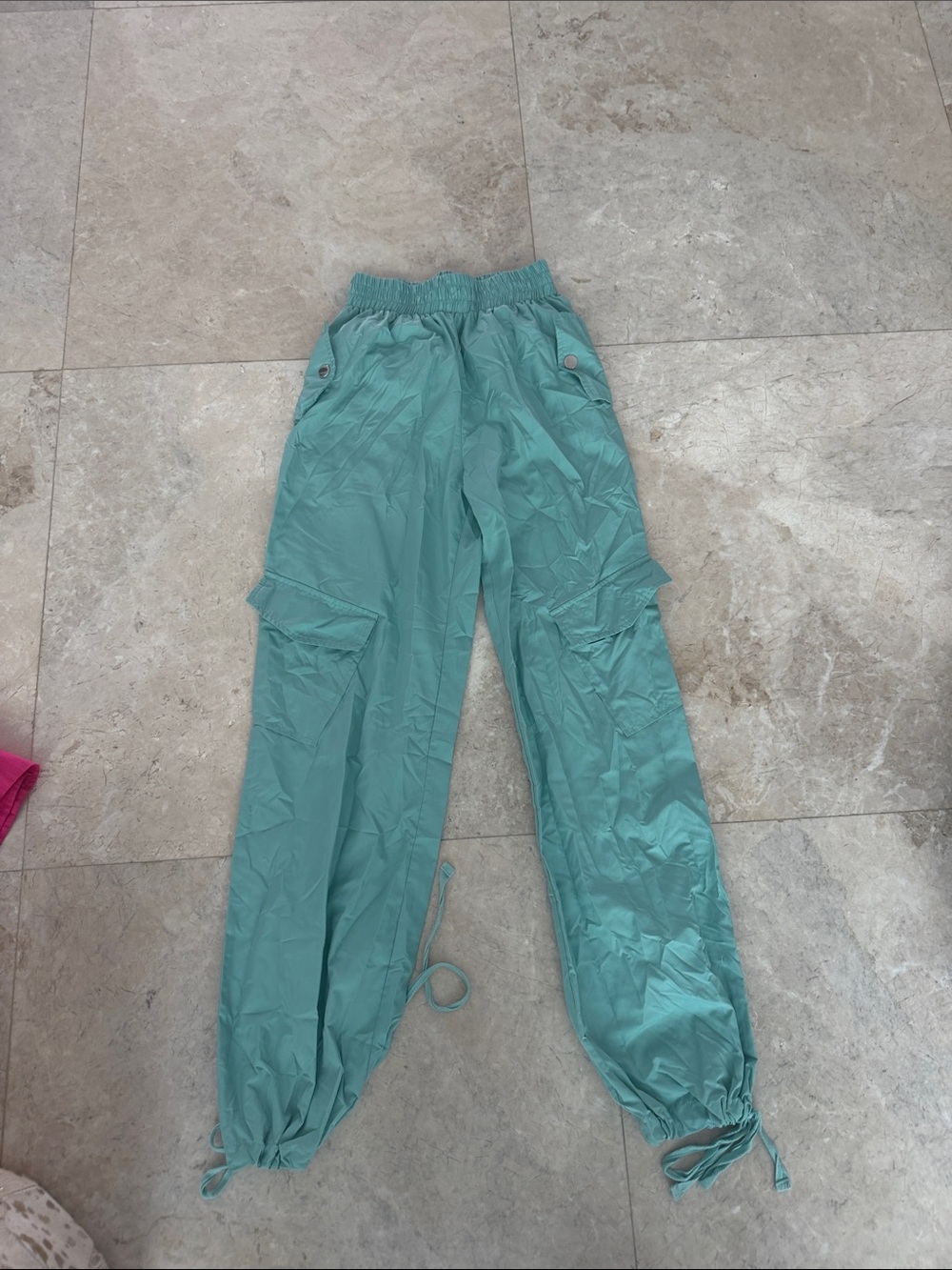 Wide-Leg Cargo Jogger Pants in Teal